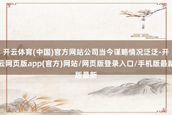 开云体育(中国)官方网站公司当今谋略情况泛泛-开云网页版app(官方)网站/网页版登录入口/手机版最新